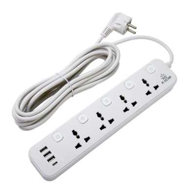 Multiprises 4 Ports (5M) Avec 2 Ports de Chargement USB & Type-C