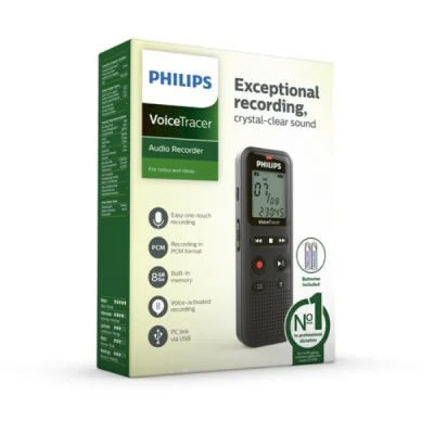 Philips DVT1160 Dictaphone numérique 8 Go avec microphone mono et port USB
