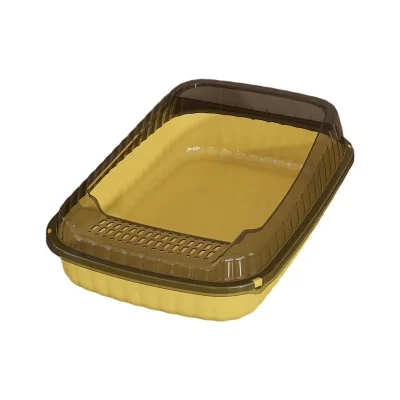 Bac à Litière Semi Fermé avec Motifs Antiéclaboussures