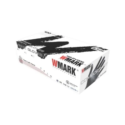 Gants en Vinyle Noir WMARK NG-GV002 - Confort Fit, Sans Poudre ni Latex (Boîte de 100)