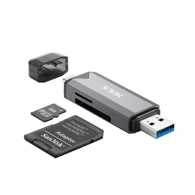 Lecteur de cartes SD/TF double port USB-A Type-C SSK