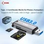 Lecteur de cartes SD/TF double port USB-A Type-C SSK
