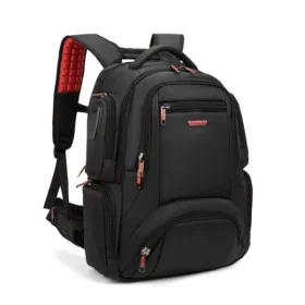 Sac à dos Tiroll 660 noir avec port de charge USB et bretelles rembourrées rouges - Wazeb.com