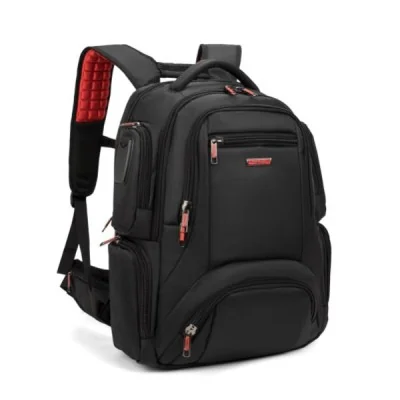 Sac à dos Tiroll 660 noir avec port de charge USB et bretelles rembourrées rouges - Wazeb.com