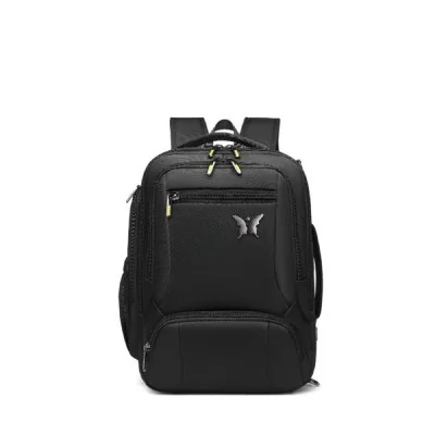 Sac à dos LOUPIN 3222 noir en polyester avec multiples compartiments et logo papillon - Wazeb.com