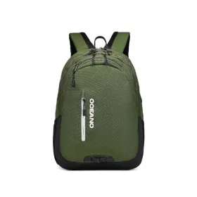 Sac à dos OCEANO 3896 vert kaki avec poche frontale zippée et logo blanc - Wazeb.com