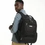 Sac à dos TIROLL 3281 noir en polyester avec poche avant zippée et plaque métallique - Wazeb.com