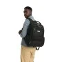 Sac à dos TIROLL 3281 noir en polyester avec poche avant zippée et plaque métallique - Wazeb.com