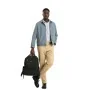 Sac à dos TIROLL 3281 noir en polyester avec poche avant zippée et plaque métallique - Wazeb.com
