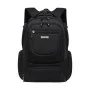 Sac à dos TIROLL 3281 noir en polyester avec poche avant zippée et plaque métallique - Wazeb.com