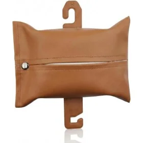 Porte-mouchoirs voiture en cuir synthétique marron avec crochets pour appui-tête - Wazeb.com