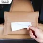 Porte-mouchoirs voiture en cuir synthétique marron avec crochets pour appui-tête - Wazeb.com