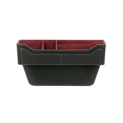 Boîte de rangement siège auto ZHUSE ZS-CA-001 marron avec compartiments intérieurs rouges - Wazeb.com