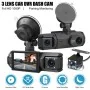 Dashcam voiture 3 objectifs Full HD 1080p avec caméra arrière étanche et écran IPS - Wazeb.com