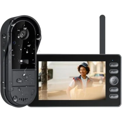 Sonnette vidéo sans fil M10S avec écran 4,3 pouces et caméra grand angle étanche - Wazeb.com