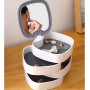 Boîte de rangement de bijoux rotative en plastique à 4 couches avec miroir
