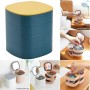 Boîte de rangement de bijoux rotative en plastique à 4 couches avec miroir
