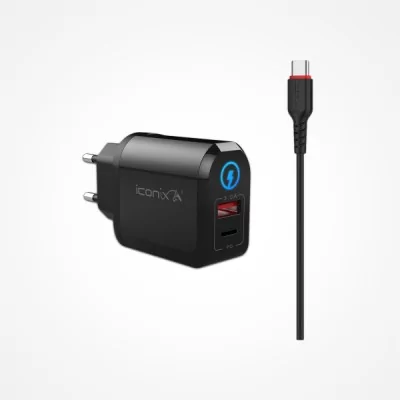 ICONIX TRAVEL CHARGEUR IC-HC1028 / USB-S8 / TYPE-C / 18W