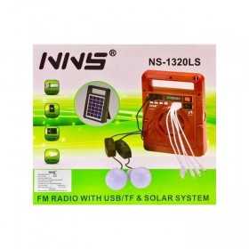NNS Kit d'Eclairage Solaire Radio FM, USB/TF, 2 Lampes Led 3W NS-1320LS