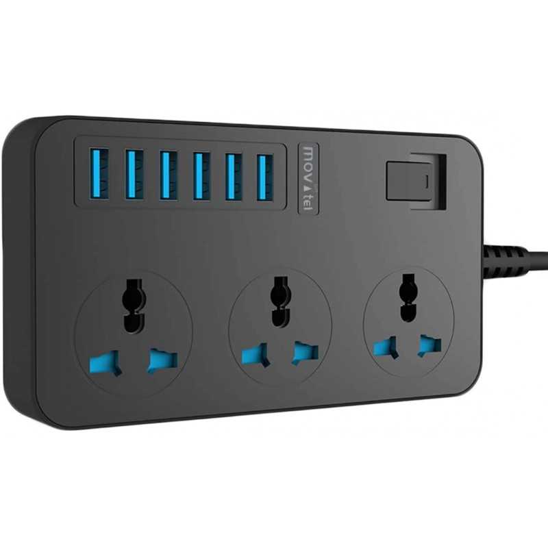 Sueooudh Multiprise avec 3 Prises et 3 Ports de Charge USB Longue Rallonge  de 6,6 pour Tablettes Smartphone Prise UE de Bureau