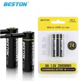 Batterie Micro-USB Rechargeable BESTON 2AM-75 AA 1.5V 2800mWh