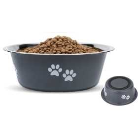 Gamelle Chien INOX avec Fond Silicone Antidérapant -15 cm