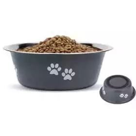 Gamelle Chien INOX avec Fond Silicone Antidérapant -12 cm