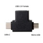 CY UC-065 Type-C & Micro USB to USB 2.0 Female OTG Data Host Adapter